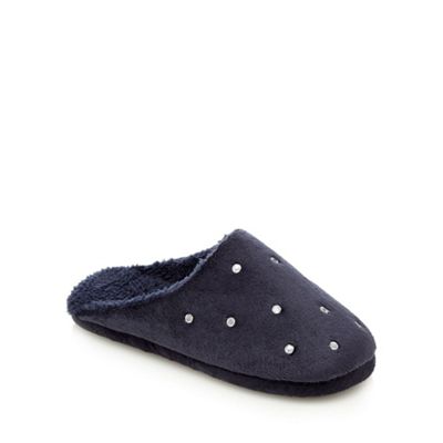 RJR.John Rocha Navy spotted mule slippers